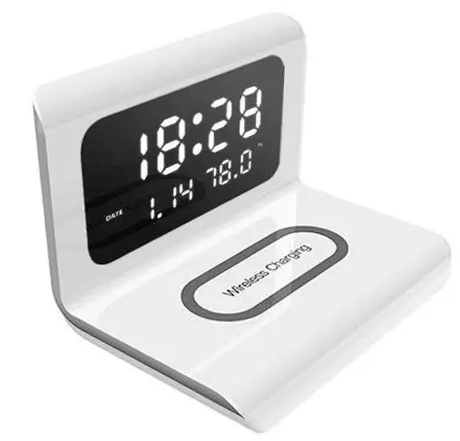 Ceas cu afisaj digital si alarma cu statie de incarcat wireless si incarcare rapida.
