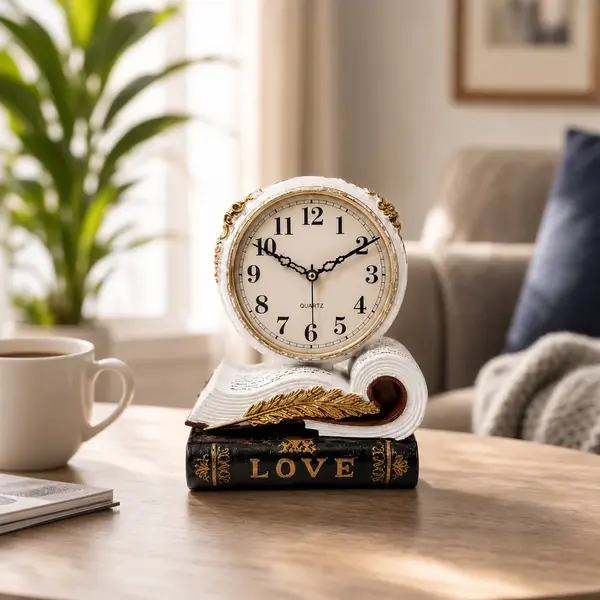 Ceas de masa decorativ vintage pentru living dormitor birou 22 x 16 cm