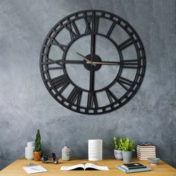 Ceas de perete Classic XL, Negru, 70x70 cm