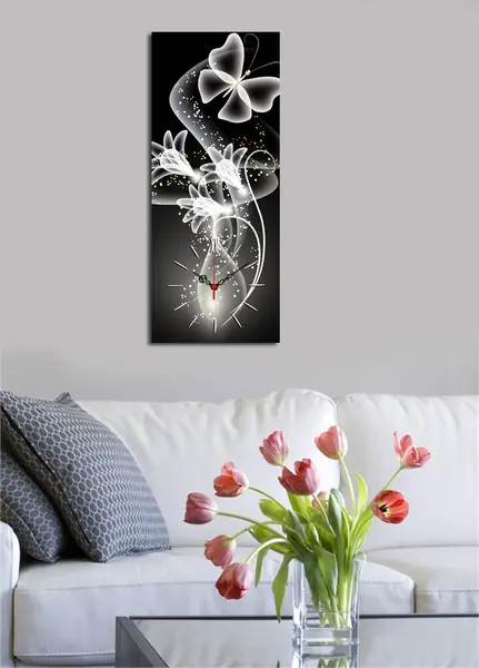 Ceas de perete decorativ din pânză 3070CS Multicolor 30x70x3 cm