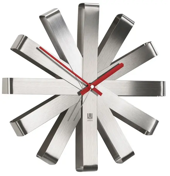 Ceas de perete Umbra - Ribbon, argintiu
