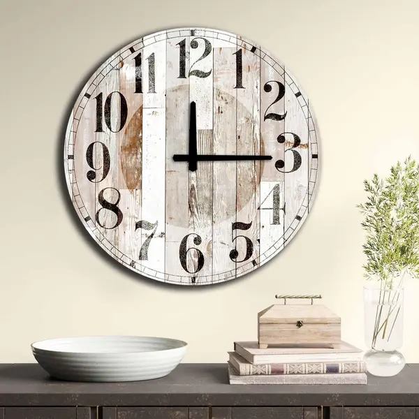Ceas decorativ din MDF Home Art, Multicolor, 50x50 cm
