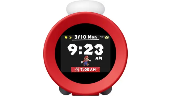 Ceas Desteptator Nintendo Sound Clock Alarmo, Senzor Miscare, Ecran LCD, Sunete Jocuri Nintendo, Alarma Inteligenta, USB-C
