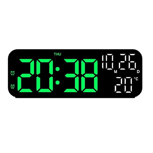 Ceas digital de perete cu afisaj LED, afisare temperatura si data, mod de noapte, ceas de masa, ceas electronic cu LED, 12H, 24H