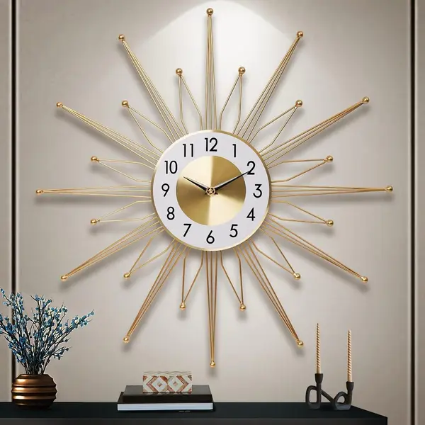 Ceas elegant de perete, cu design modern si elemente nautice, mecanism silentios si finisaj metalic elegant