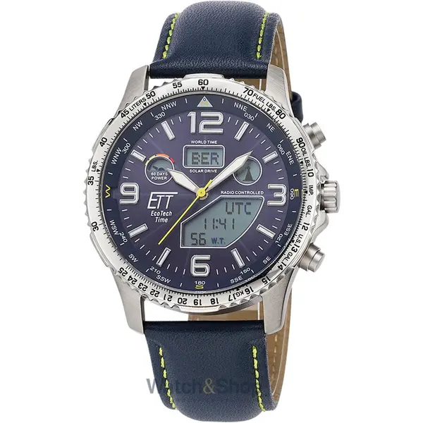 Ceas ETT Eco Tech Time ETT EGT-11574-31L Mens Watch Solar Titan Radio-Controlled 43mm 10ATM