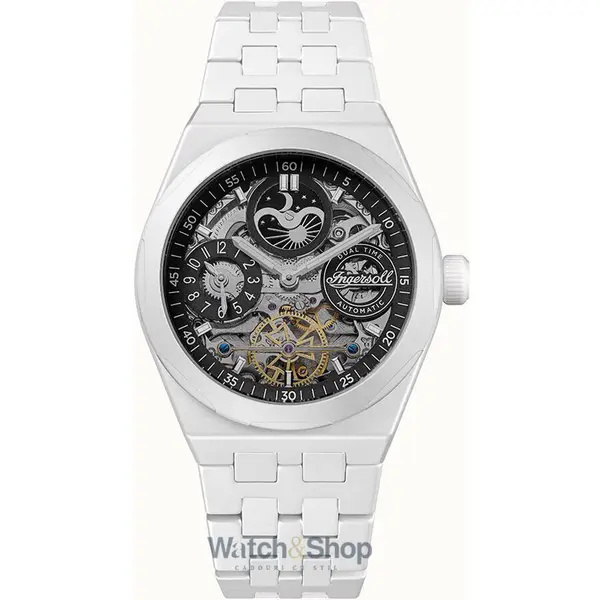Ceas Ingersoll Ingersoll I15101 The Broadway Ceramic Dual Time Automatic Mens Watch 43mm 5ATM