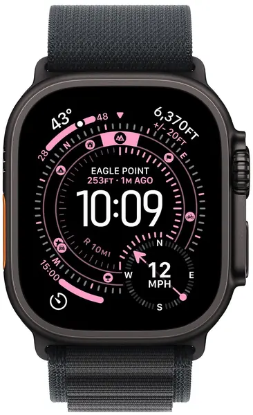 Ceas inteligent Apple - Watch Ultra 3 Cellular, 49mm, L, Black Titanium/Black Alpine
