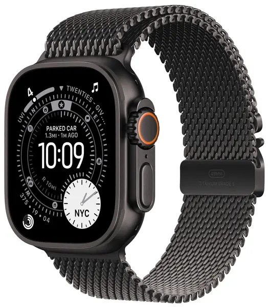 Ceas inteligent Apple - Watch Ultra 3 Cellular, 49mm, S, Black Titanium/Black Titanium Milanese