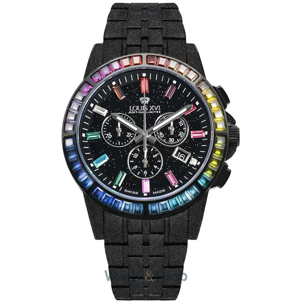 Ceas Louis XVI Louis XVI LXVI1129 Mens Watch Majeste Frosted Iced Out Chronograph 43mm 5ATM