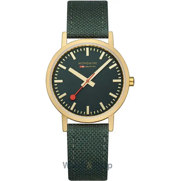 Ceas Mondaine Mondaine A660.30314.60SBS Ladies Watch Classic Green And Gold 36mm 3ATM