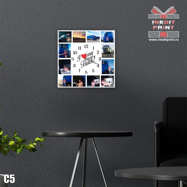 Ceas personalizat cu fotografii I love my truck C5