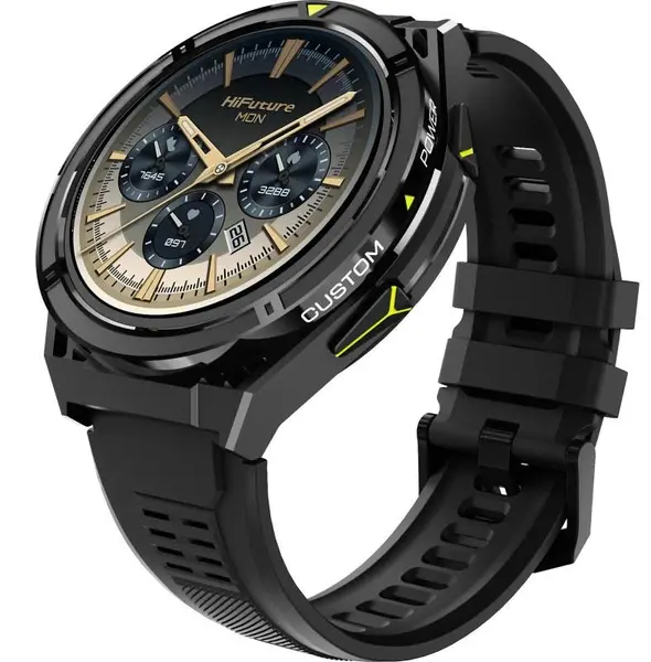 Ceas smart HiFuture - Active, 1.43'', negru/galben