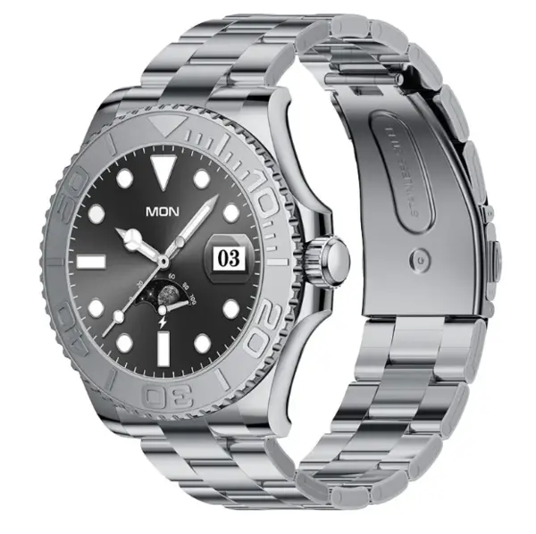 Ceas Smartwatch AW46 Premium apeluri si notificari curea Metalica monitorizare activitati fizice Argintiu