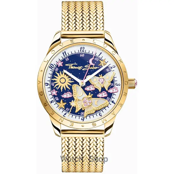 Ceas Thomas Sabo Thomas Sabo WA0430-291-207-33 Ladies Watch butterflies gold-colored 33mm 5ATM