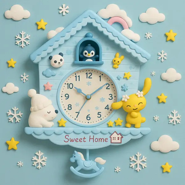 Ceasuri decorative de perete pentru camera copiilor – modele Sweet Home si Welcome Home (36 x 30 cm)