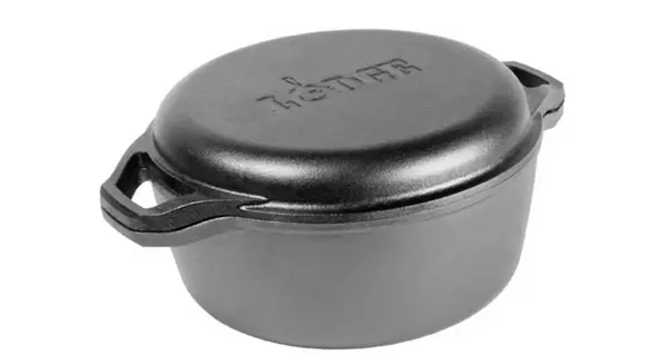 Ceaun din fonta cu capac tip tigaie grill - cuptor olandez Lodge 30,5 cm 5,6 litri L-C6DD