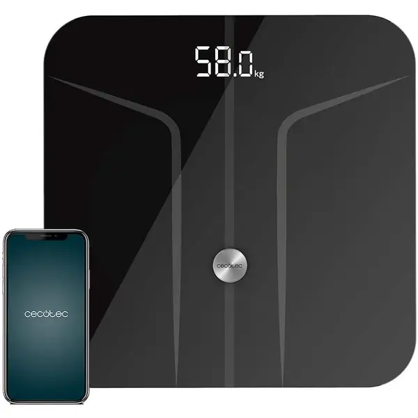 CECOTEC Cantar de baie Cecotec 4152 Surface Precision 9750 Smart Healthy, Maxim 180Kg, FourPrecision, TenBIA, Functie BabyWeight, Afisaj LED, Negru