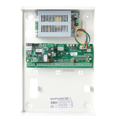 Centrala alarma antiefractie Inim SmartLiving 1050 cu cutie metalica cu traf, 10 partitii, 20 zone, 50 utilizatori