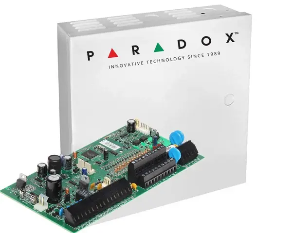 Centrala antiefractie Paradox SP7000+CUTIE, 16 zone, 2 partitii, suporta seria PCS, modul internet IP100