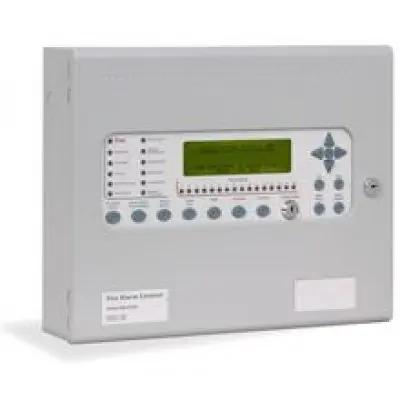 Centrala de incendiu cu 2 bucle Kentec ENSH63162 14* cu 16 LED-uri de zone, montaj ingropat, cu cheie de activare