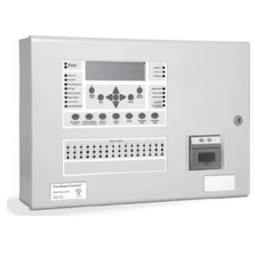 Centrala de incendiu cu 4 bucle Kentec ENSH63164 14P* cu 16 LED-uri de zona, montaj ingropat, cu imprimanta si cheie de activare