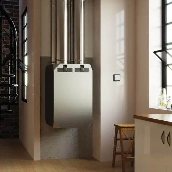 - Centrală de ventilație cu recuperare de căldura BSK NOTUS 375 V1, cu preheater de 1000W, pentru perete