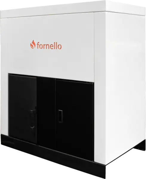 Centrala pe peleti Fornello Eco Energy 35 kW, echipata cu automatizare, afisaj digital, arzator fonta, curatare mecania a drumurilor de fum, buncar peleti integrat 75 kg