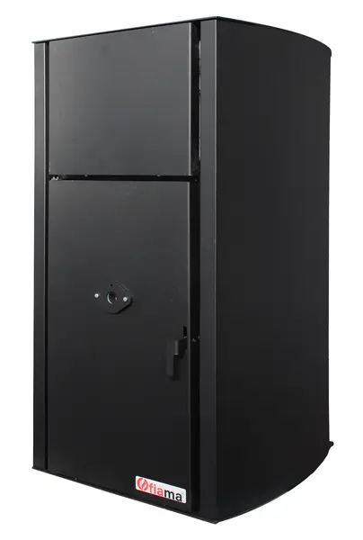 Centrala pe peleti Fornello Fiama Confort B 25 kw, complet echipata pentru incalzire, pompa, vas expansiune, automatizare, buncar peleti 25 kg, tiraj fortat, culoare Black, aprindere automata, pana la 160 mp
