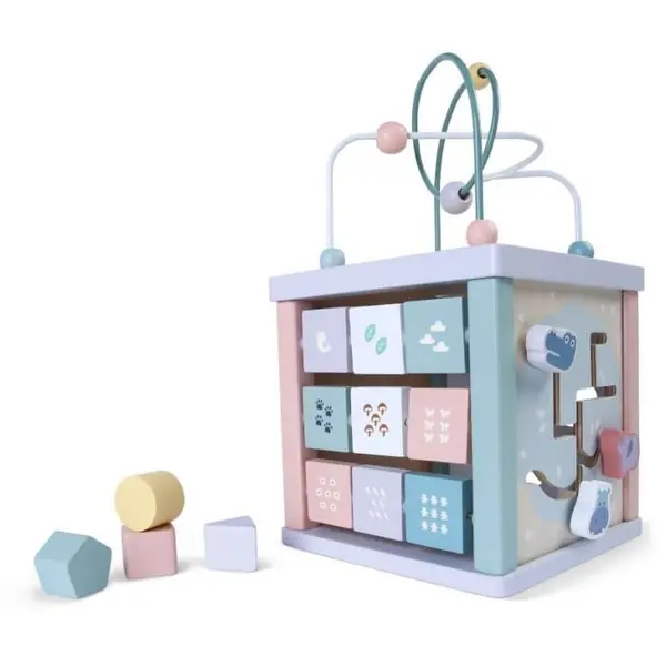 Centru activitati Ecotoys 1021, lemn, sortator cuburi, multicolor KID975242, la doar 156,00 lei