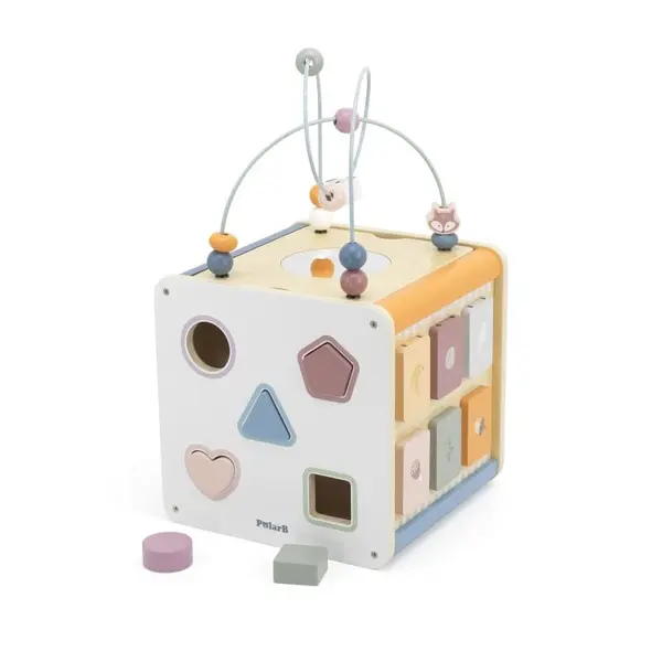 Centru activitati PolarB Viga, lemn, cuburi, tabla desen, 8 in 1, multicolor KID440984, la doar 259,00 lei