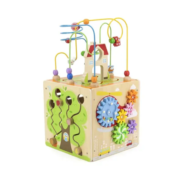 Centru activitati PolarB Viga, lemn, labirint, sortator forme, 5 in 1, multicolor KID445910, la doar 382,00 lei