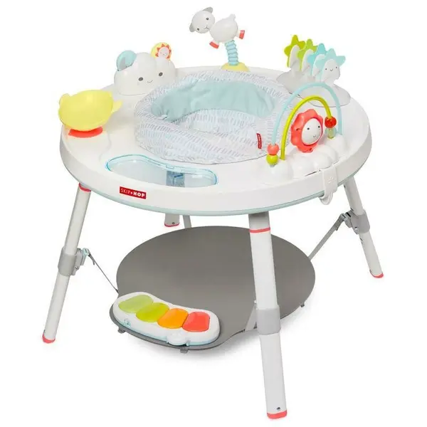 Centru de activitati, Skip Hop, Cu activitati, Cu functie de jumper, masuta interactiva sau masuta de sine statatoare, Rotire 360, Cu sunete si cantece, 4 luni+, Silver Lining Cloud