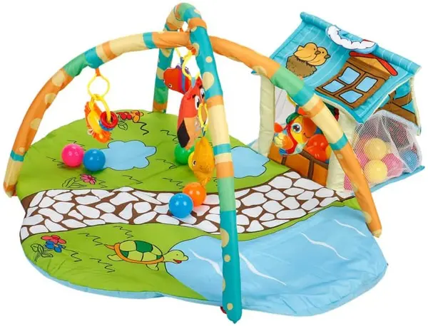Centru de joacă activ Azaria - Happy Space Play Gym House, cu 30 de mingi