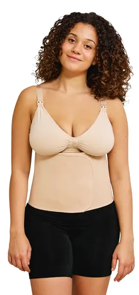Centura postnatala modelatoare din bumbac organic, cu scai Carriwell - marimea L/XL, bej