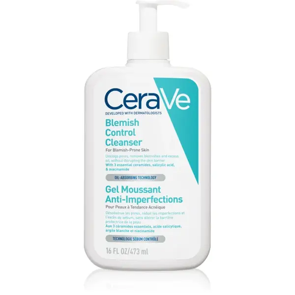 CeraVe Blemish Control gel de curățare impotriva imperfectiunilor pielii cauzate de acnee 473 ml