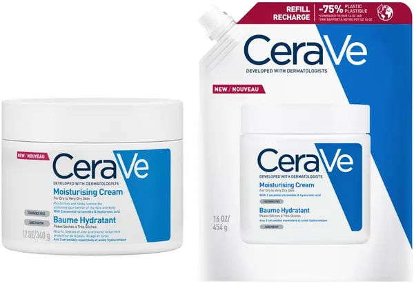 CeraVe Set - Cremă hidratantă pentru față și corp + Filler, 340 + 454 g