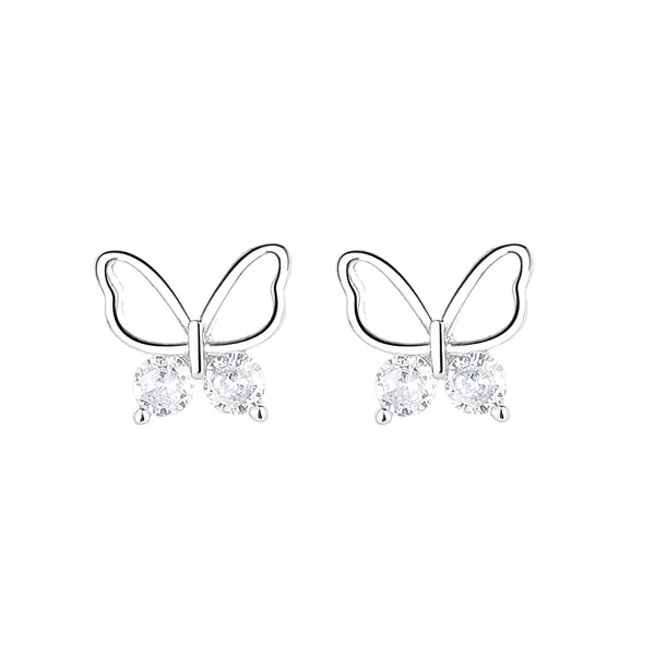 Cercei argint 925, JW1586, model fluture, placati cu rodiu