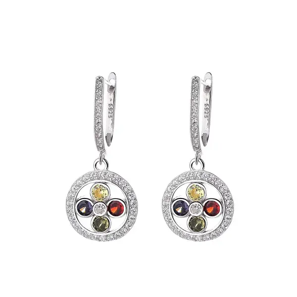 Cercei argint 925, JW1616, model floare, placati cu rodiu