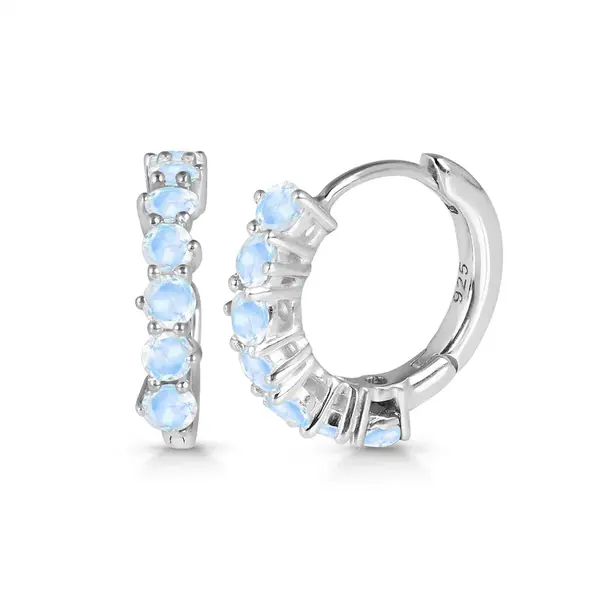 Cercei argint 925 piatra lunii | Hoop Silver