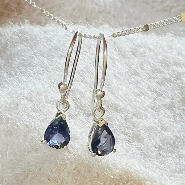 Cercei argint iolit Pear 7 mm