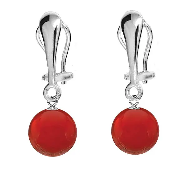 Cercei Argint, Tip Clipsuri, cu Pietre Semipretioase Naturale de Carneol de 10 mm