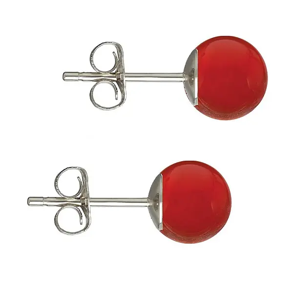 Cercei Argint, Tip Surub, cu Pietre Semipretioase Naturale de Carneol de 8 mm