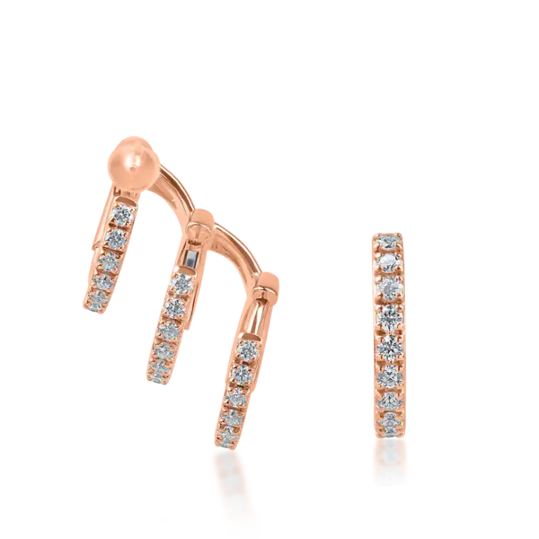 Cercei asimetrici din aur roz cu diamante de 0.56ct