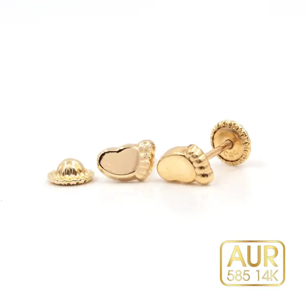 Cercei Aur 14K bebe/copii - Model "Picioruse" cu surub