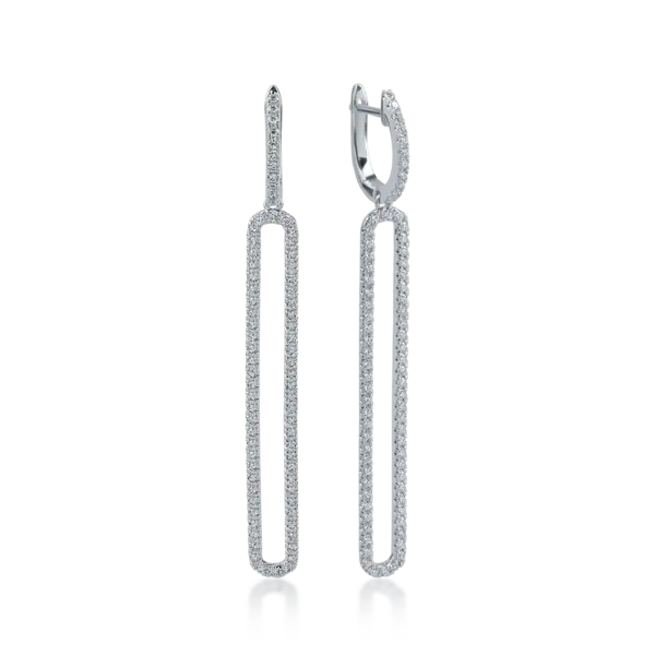 Cercei candelabru din aur alb cu diamante de 0.99ct