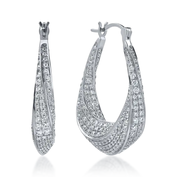 Cercei candelabru din aur alb cu diamante de 3.1ct