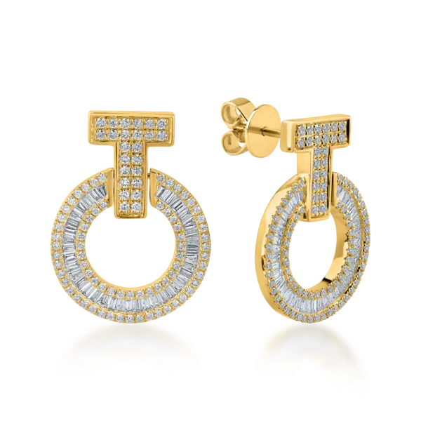 Cercei cerc din aur galben cu diamante de 1.3ct