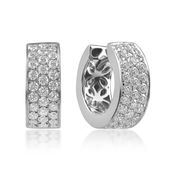 Cercei creole din aur alb cu diamante de 0.1ct