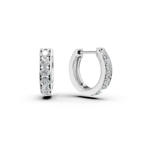 Cercei creole din aur alb cu diamante de 0.3ct